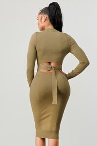 Ribbed Dress W/Back Tie