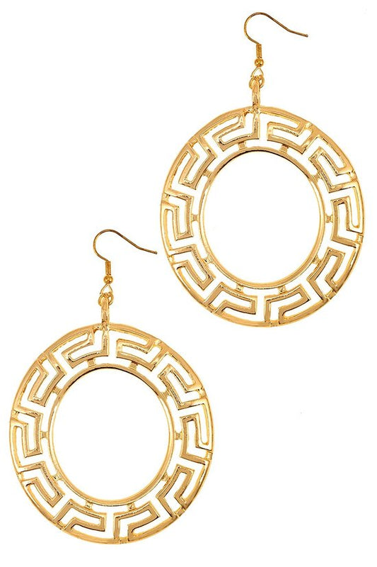 Greek Metal Casting Circle Shape Earring