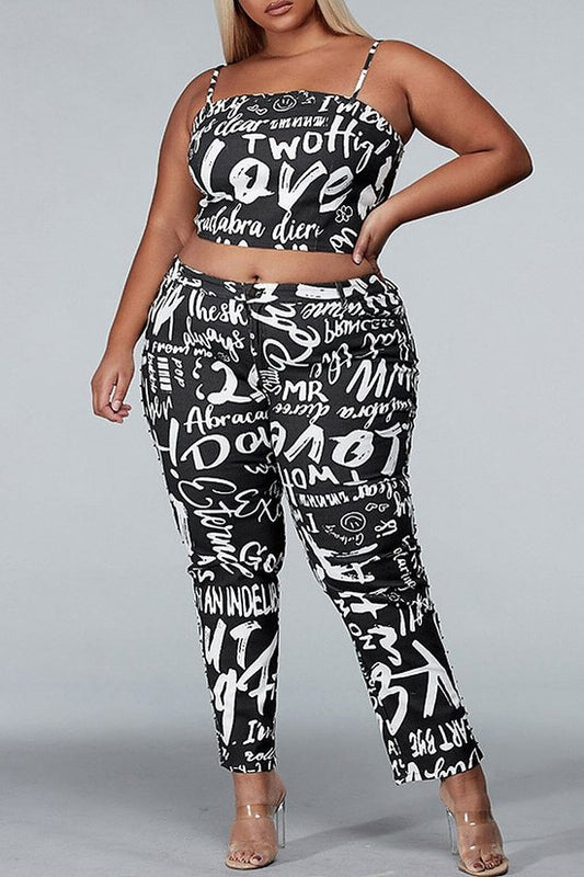 SLEEVELESS TOP AND PANTS GRAPHIC